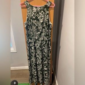 Green and White Floral Maxi Dress 1X